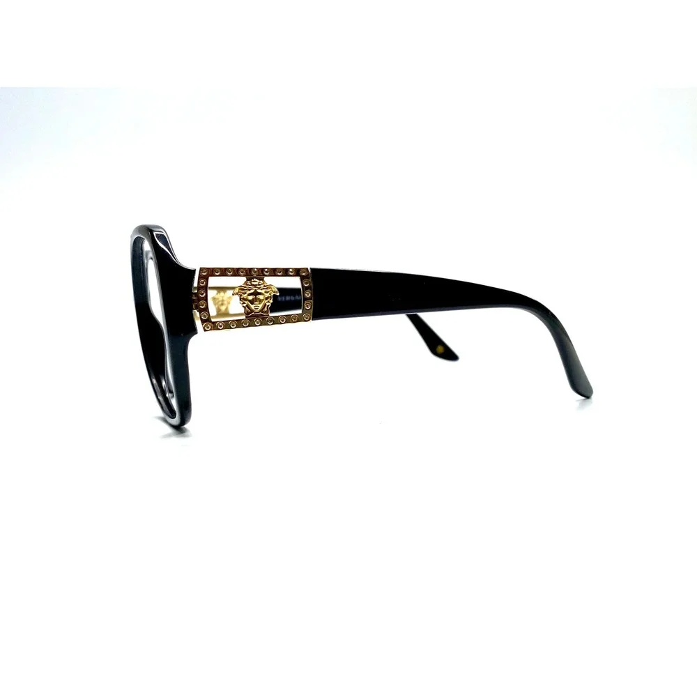 Versace MOD 4242-B Black Gold Medusa Crystal Square Eyeglasses 57-16-135